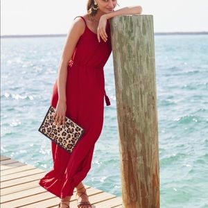 & other stores spaghetti straps belted maxi dress in burgundy